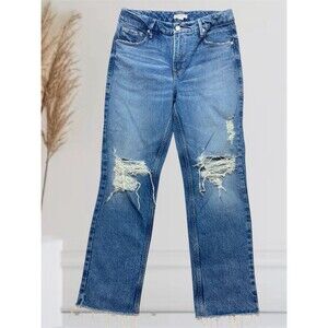 Good American Women’s Size 6/28 High-Rise Distressed  Blue Jeans